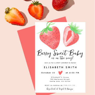 Invitación Berry Sweet Watercolor Pink Baby Shower Chica