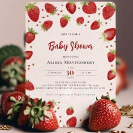 Invitación Berry Sweet Watercolor Strawberry Baby Shower