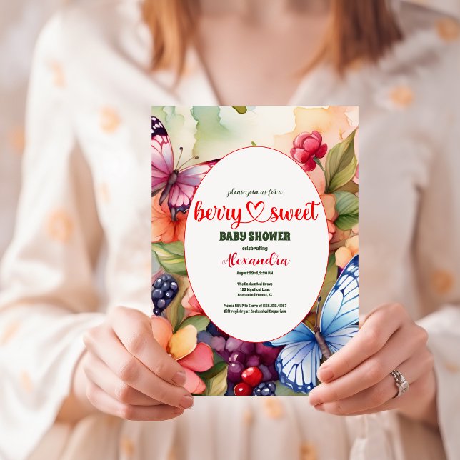 Invitación Berry Sweet Wildflower Watercolor Baby Shower (Subido por el creador)