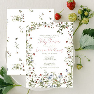 Invitación Berry Sweet Wildflower Watercolor Baby Shower