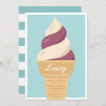 Invitación Berry Swirl Ice Cream Cone Kids Fiesta de cumpleañ<br><div class="desc">Relájate con estas lindas invitaciones a fiestas con tema de helados para tu pequeña fiesta de cumpleaños de verano. Divertido diseño de verano neutral de género en una suave paleta de color muda cuenta con bayas moradas y helado de vainilla suave con los detalles de su fiesta inscritos en el...</div>