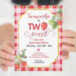 Invitación Berry Two Sweet Strawberry Birthday Party<br><div class="desc">Berry Two Sweet Strawberry Birthday Party Invitación</div>