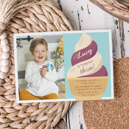 Invitación Berry Vanilla Ice Cream Kids Birthday Fiesta Foto