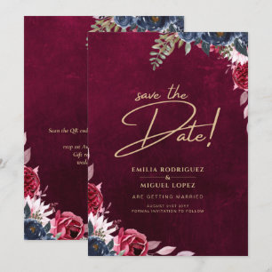 Invitación Berry Wine Floral Boda