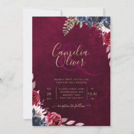 Invitación Berry Wine Floral Boda