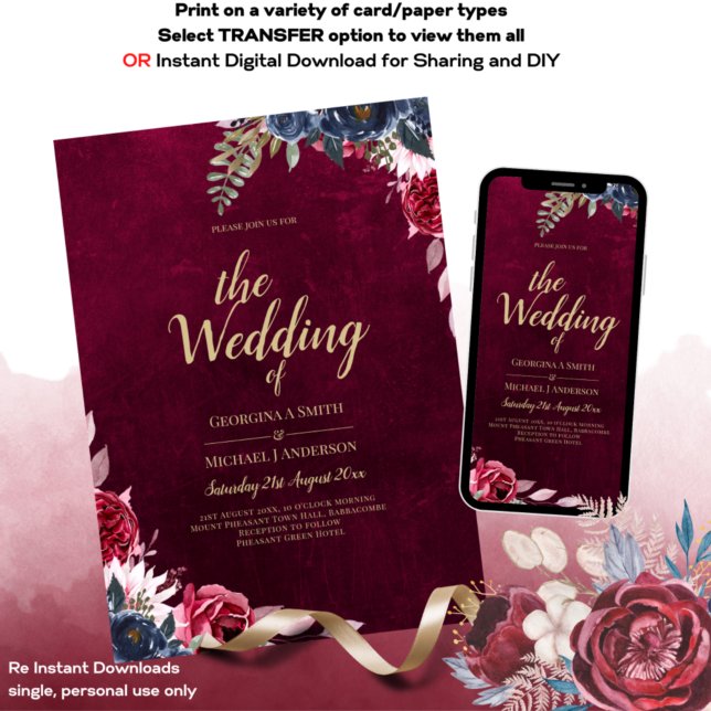 Invitación Berry Wine Floral Boda (Subido por el creador)
