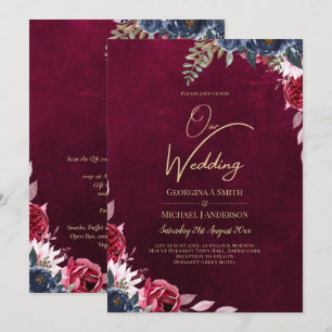 Invitación Berry Wine Floral Boda