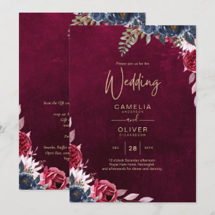 Invitación Berry Wine Floral Boda