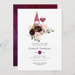 Invitación Berry y Rubor Floral Wine Tasting Bridal Shower