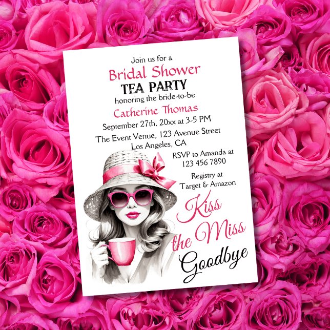 Invitación Besa A La Señorita Adiós Bridal Shower Tea Fiesta (Subido por el creador)