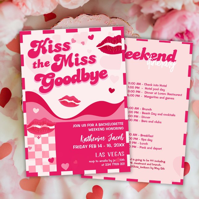 Invitación Besa a la señorita Bachelorette Weekend Itinerary (Subido por el creador)