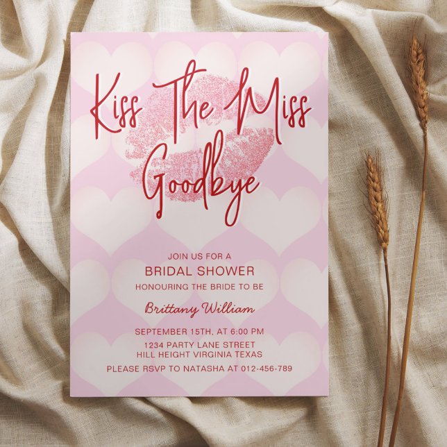 Invitación Besa La Ducha Bridal De Miss Adiós Valentines (Subido por el creador)