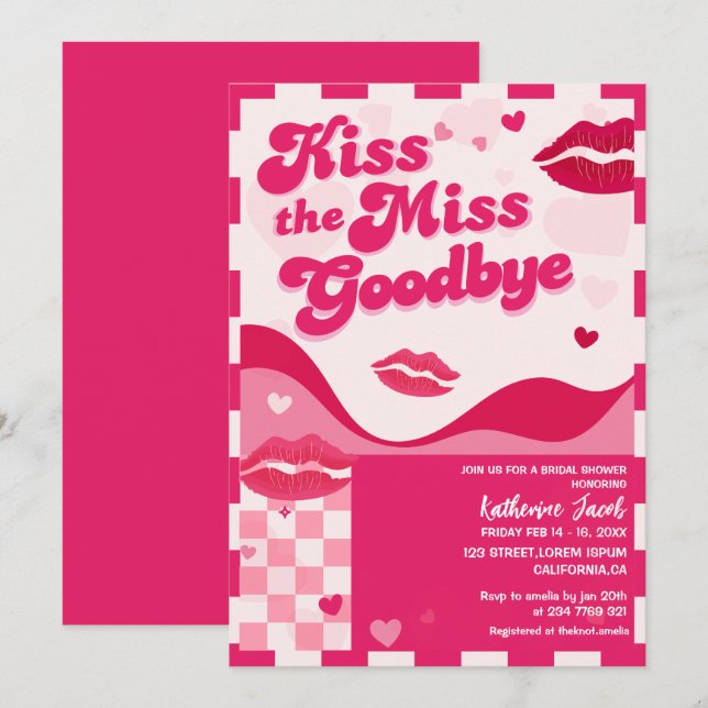 Invitación Besa la ducha de novia de Miss Goodbye (Anverso / Reverso)