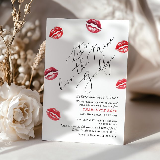 Invitación Besa la fiesta de Miss Adiós Bachelorette (Subido por el creador)