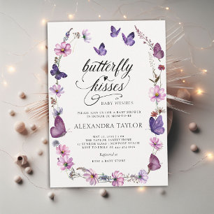 Invitación Besada de mariposa, ducha salvaje de bebé morada