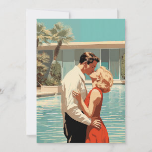 Invitación Besada de parejas de los años 50 cerca de la pisci