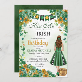 Invitación Bésame soy el Chica irlandés vestido verde St. Pat