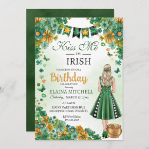 Invitación Bésame soy el Chica irlandés vestido verde St. Pat