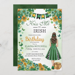Invitación Bésame soy el Chica irlandés vestido verde St. Pat