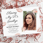 Invitación Besando a mi Fiesta de cumpleaños número 30<br><div class="desc">¡Celebra el gran tres-oh con un golpe! Nuestras elegantes invitaciones para la fiesta de cumpleaños número 30 vienen con un delicioso diseño rústico floral, un mensaje descarado de 'besando mi adiós de los 20' y juguetonas marcas de pintalabios rosados. Te encantará la sencillez del fondo blanco y el toque personalizado...</div>