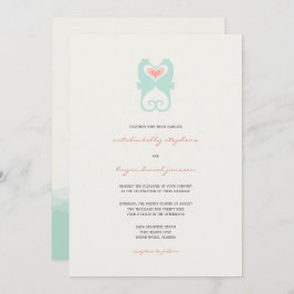 Invitación Besando caballitos de mar Amor Corazones Playa Bod