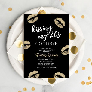 Invitación Besando mi cumpleaños número 20 Adiós 30