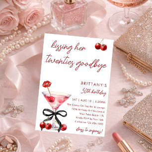 Invitación Besando mis 20s Adiós Cherry Martini Cumpleaños