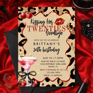 Invitación Besando mis 20s Adiós Martini Glam Cumpleaños 30
