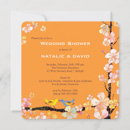 Invitación Besando pájaros Boda Tangerina Ducha Parejas