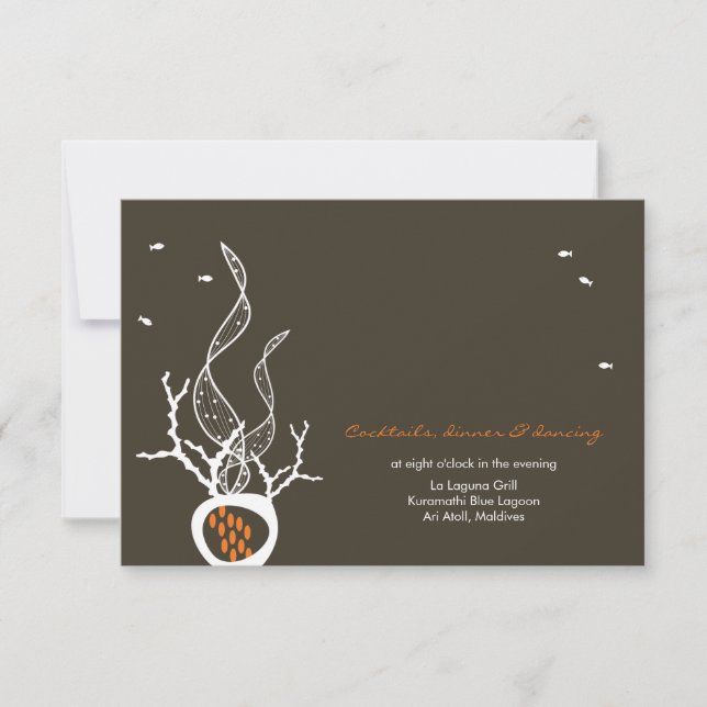 Invitación Besando Peces Corales Playa Caprichosa Boda Divert (Anverso)