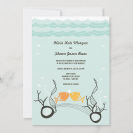 Invitación Besando peces Corals Beach Whimsical Cute Boda