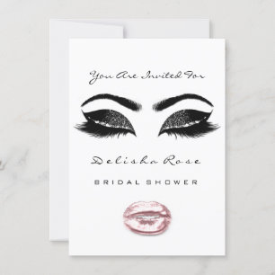 Invitación Beso blanco negro maquillaje ducha de novia rosa