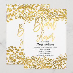 Invitación Beso de Bebé Moderno con Hoja de Oro Regaderazo de