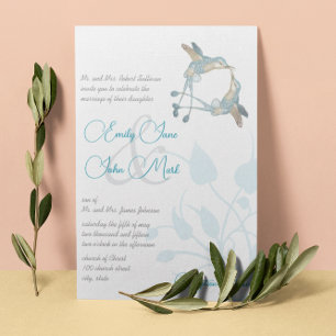 Invitación Beso de Colibrí Bodas de Aves de Amor Vintage