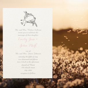 Invitación Beso de Colibrí de Cuarzo Rosa Bodas