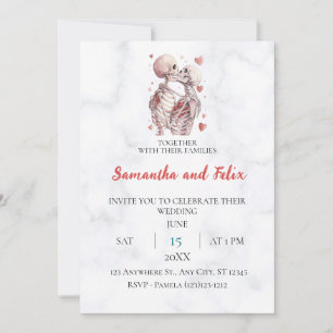 Invitación Beso de Esqueleto Mármol Boda