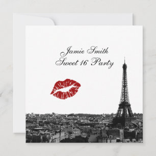 Invitación Beso de la línea aérea francesa de París #1 BW dul