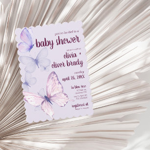 Invitación Beso de mariposa y deseos de bebé Baby Shower Pu