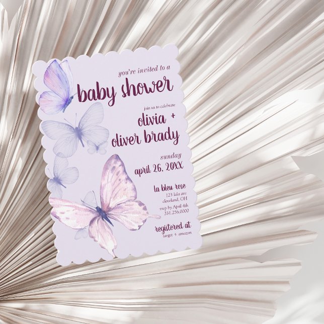 Invitación Beso de mariposa y deseos de bebé | Baby Shower Pu (Subido por el creador)
