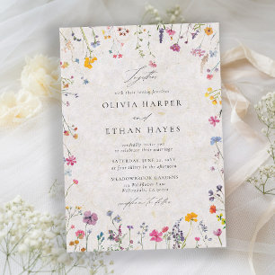 Invitación Beso de Pétalo de Flor Silvestre Acuarela Elegante