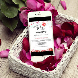 Invitación Beso elegante Miss Adiós Red Lips Bridal Shower