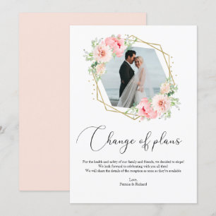 Invitación Beso Floral Geométrico Cambio De Planes Huida