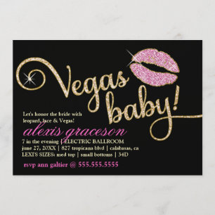 Invitación Beso glamoroso del bebé de 311 Vegas metálico