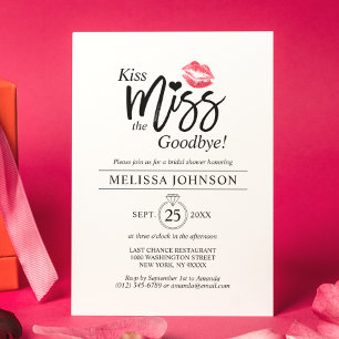 Invitación Beso moderno Miss adiós Red Lips ducha de novia