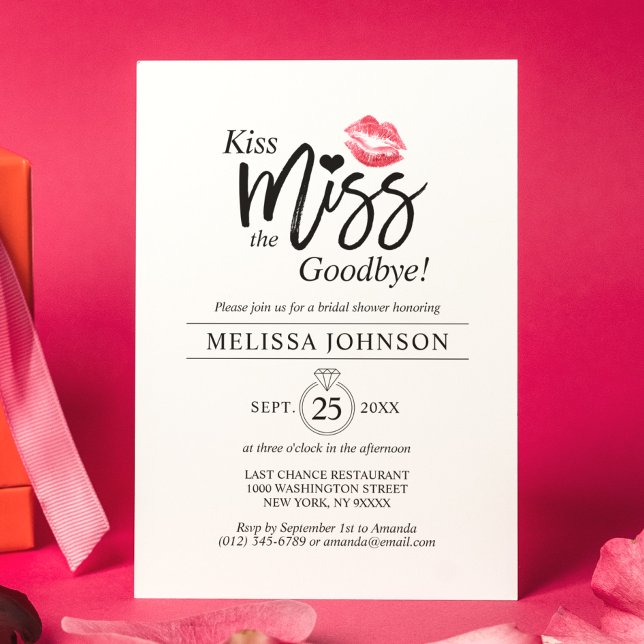 Invitación Beso moderno Miss adiós Red Lips ducha de novia (Subido por el creador)