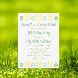 Invitación Besos conejitos y deseos de Pascua Cumpleaños