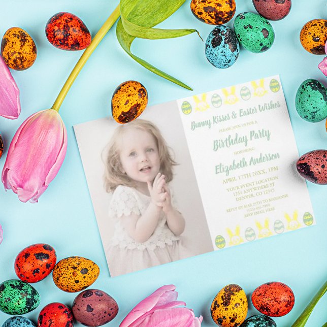 Invitación Besos conejitos y deseos de Pascua Cumpleaños (Subido por el creador)