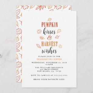 Invitación Besos de calabaza y deseo de cosecha Fiesta de Acc