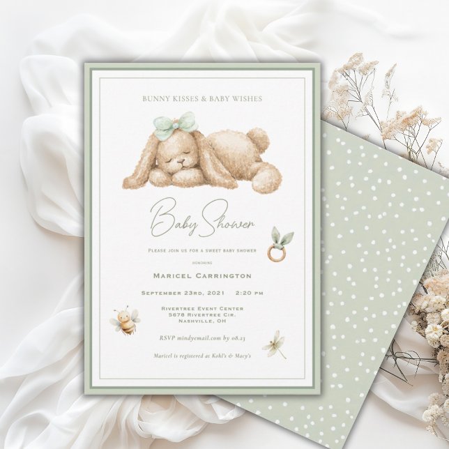 Invitación Besos de conejo deseos de bebé Cumpleaños de bebé (Subido por el creador)