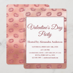 Invitación Besos de los labios de oro del Fiesta el día de Sa